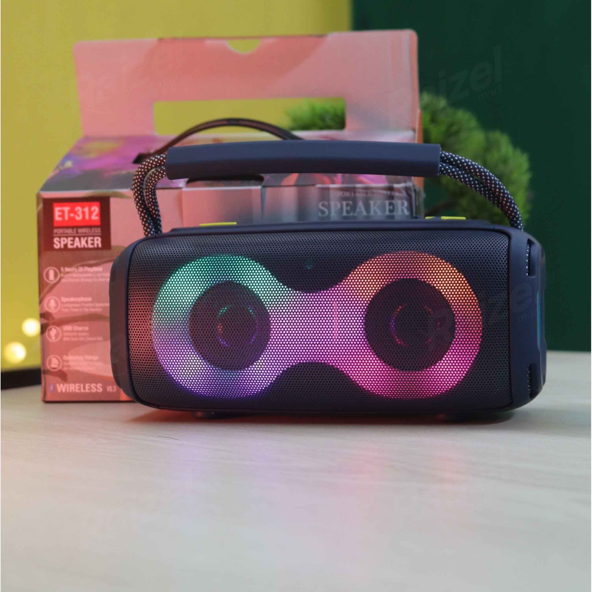 ET-312 Bluetooth 5.3 Speaker | AUX, USB, TF Card & FM Radio | RGB Light & Deep Bass