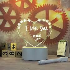 3D Heart Shape Note Board Lamp (with Pen)